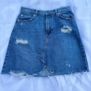 *SOLD* FREE PEOPLE Hallie Distressed Denim Skirt in Midstone Size 26